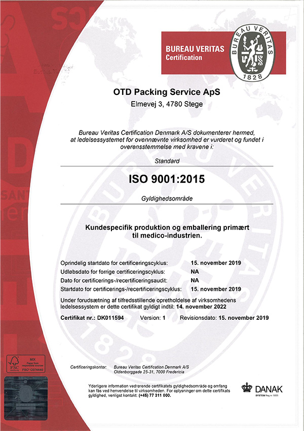 ISO 9001:2015 certifikat